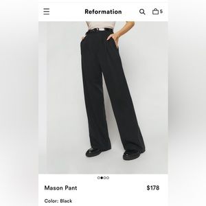 Reformation Mason Pant Black High Rise Trouser Pant Petite